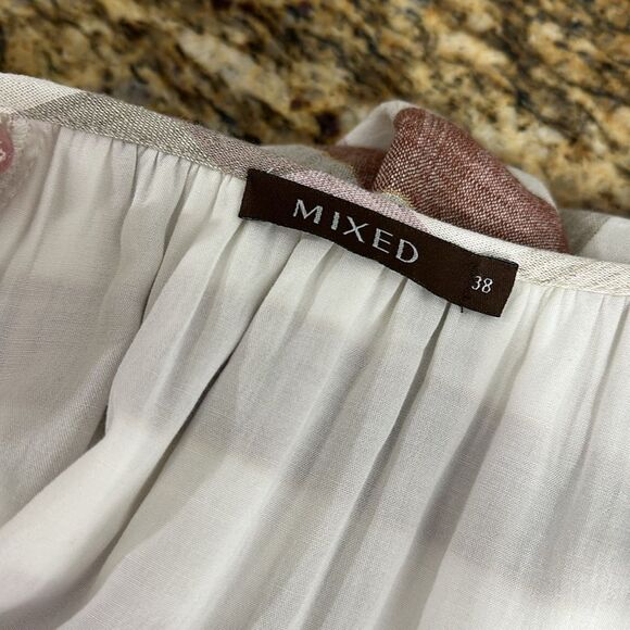 Mixed Boho Plaid V-Neck Long Sleeve Ruffle Cuffs Maxi Dress Size 6 - Picture 5 of 8